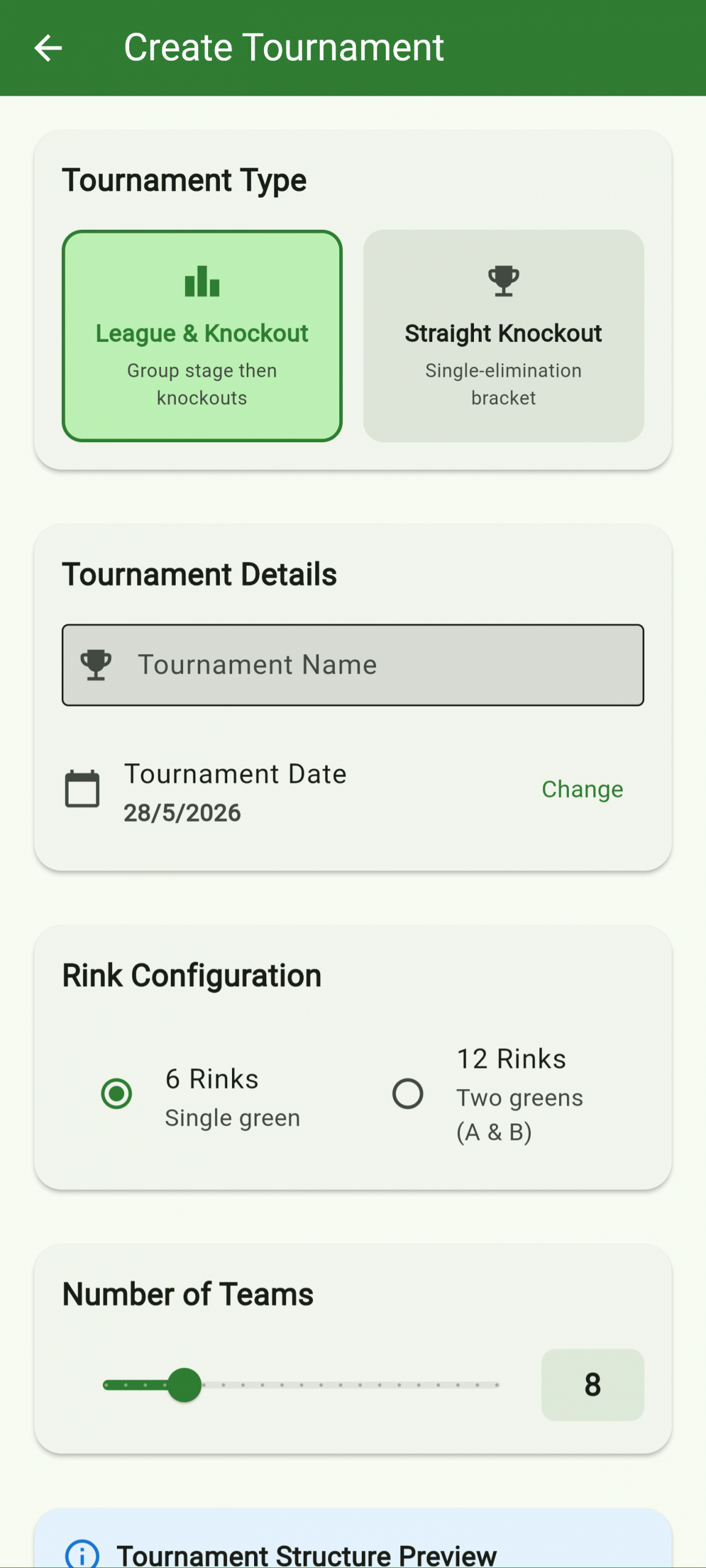 Create tournament