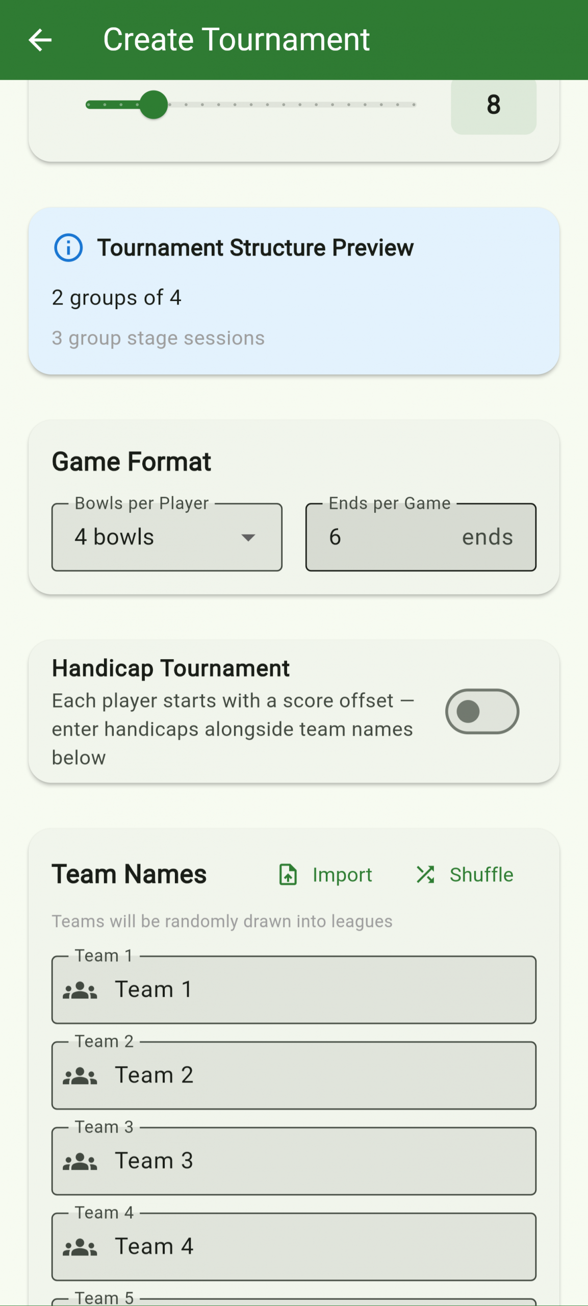 Create tournament 2
