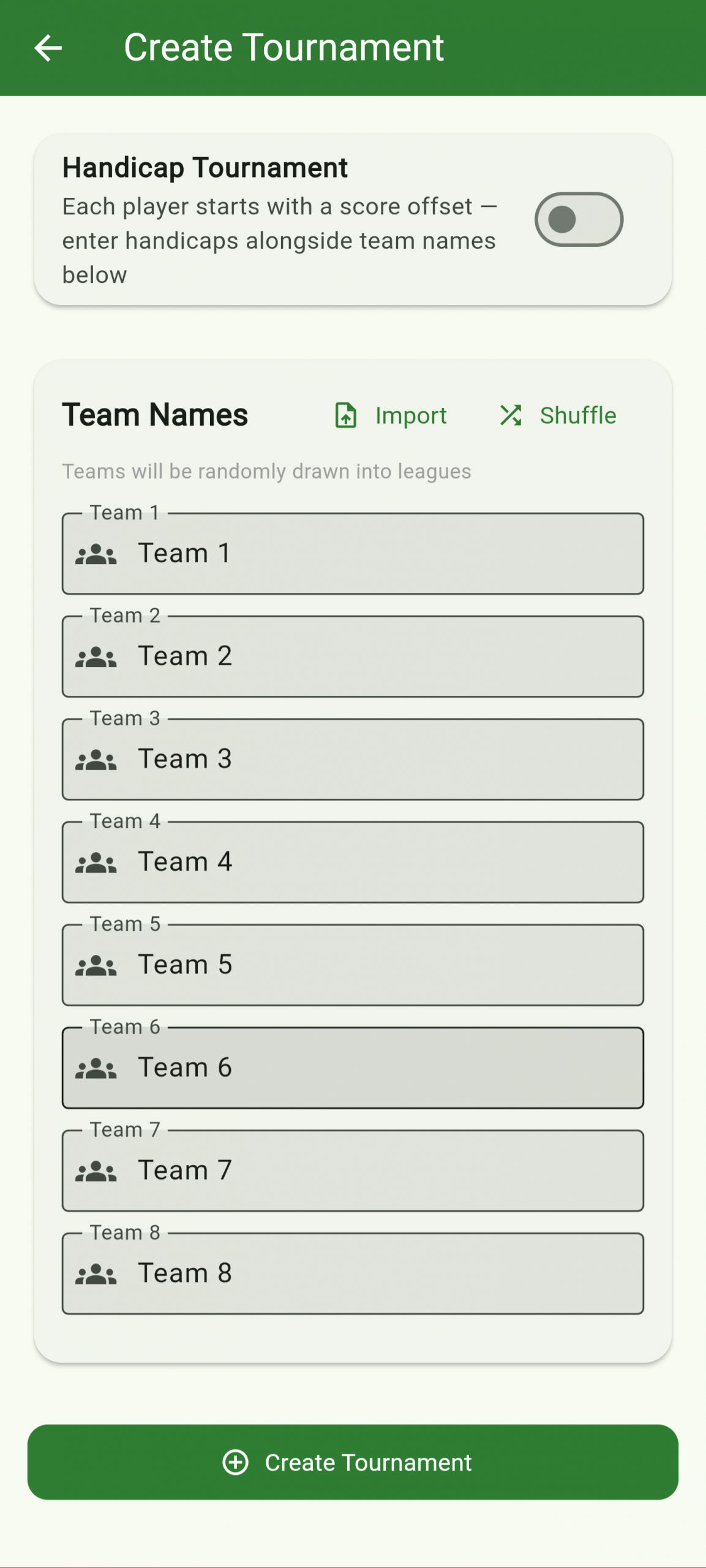 Create tournament 3