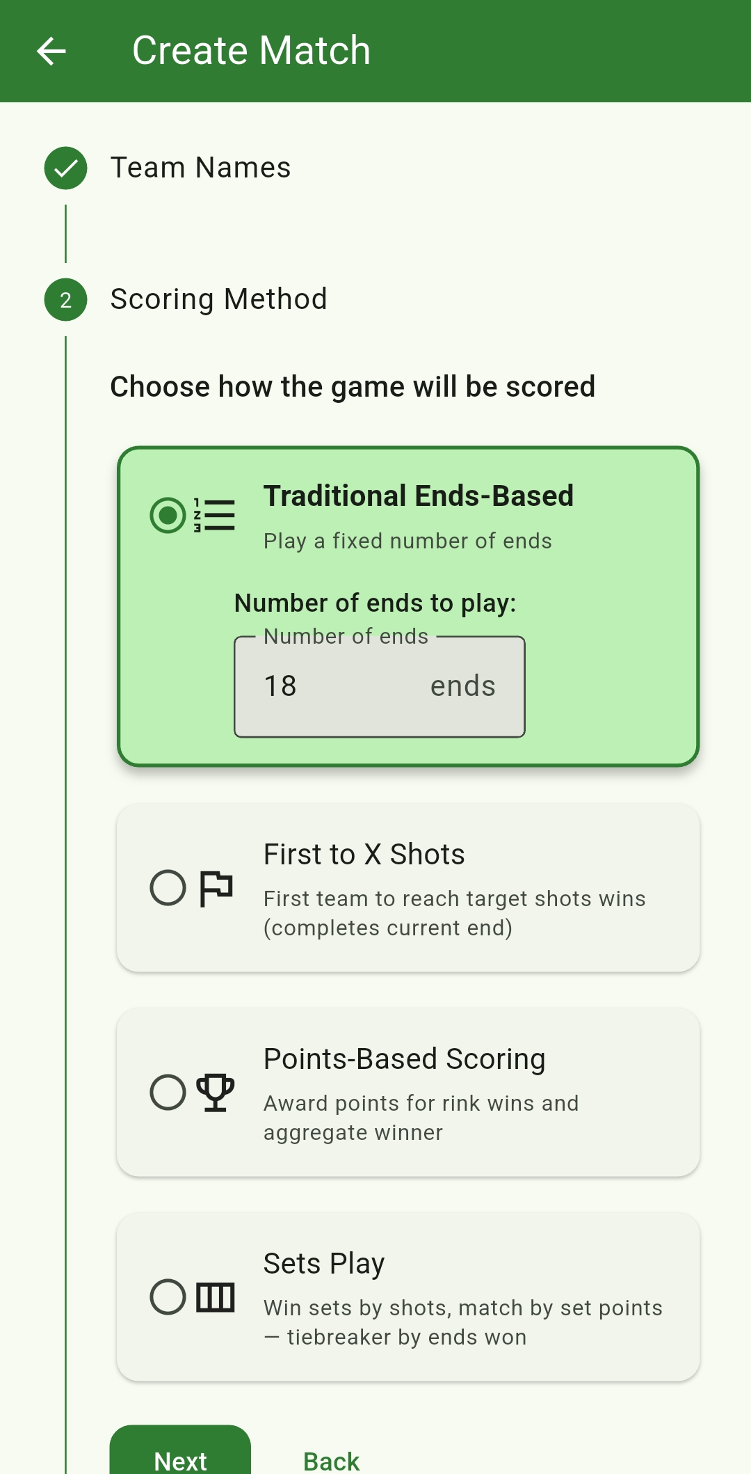 Choose a scoring method