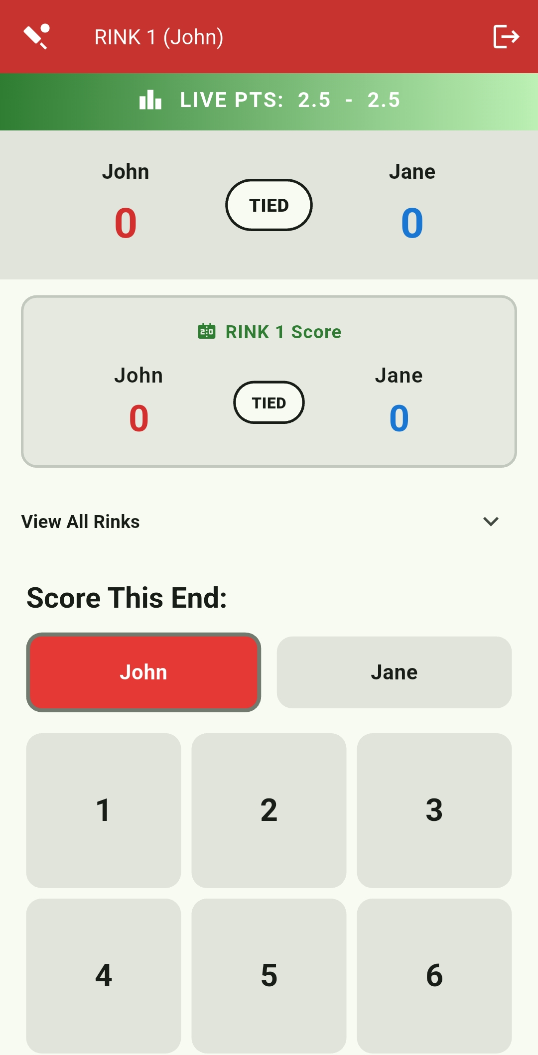 Scoring screen